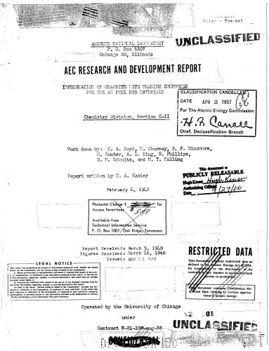 ﻿اشباع Graphite w. ترکیبات اورانیوم برای Fuel Rod Mtls [طبقه بندی نشده