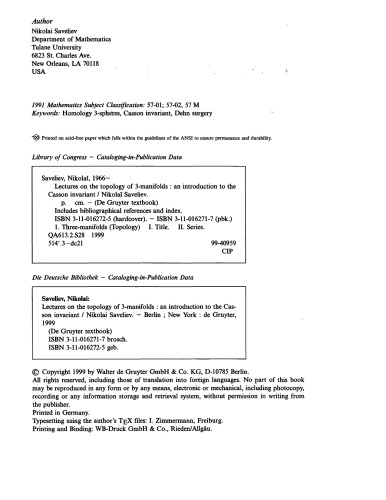فرقه ها در Topol. از 3-منیفولد - معرفی Casson Invariant