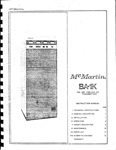 MCMARTIN BA-1K 250،500،1000 Watt AM (پخش) فرستنده