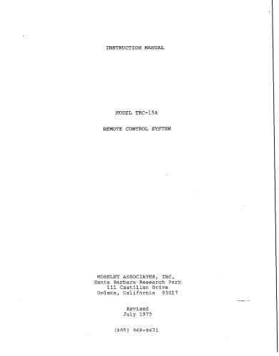 ﻿سیستم کنترل از راه دور MOSELEY TRC-15A (رادیو پخش)