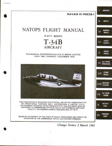 هواپیمای ناوبری دستی NPS مدل هواپیمای T-34B پرواز [NAVAIR 01-90KDB-1]