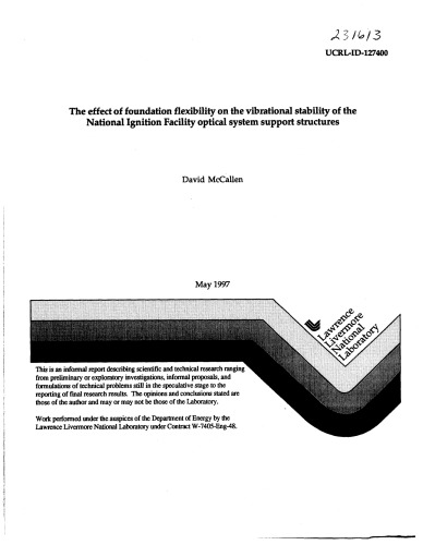 NIF - پایداری لرزش سازه های پشتیبانی نوری
