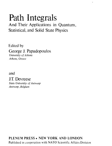 انتگرال های مسیر و برنامه های آنها. در کوانتوم ، آماری ، فیزیک حالت جامد