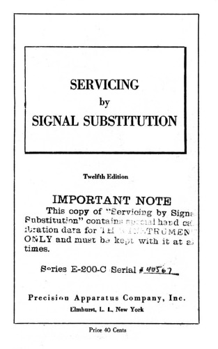 ﻿Precision Apparatus Co Services by Signal Substituting w. سیگنال ژنراتور E-200