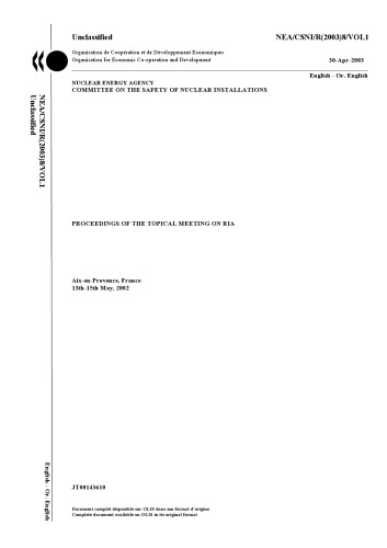 مجموعه مقالات موضوعی در مورد RIA Vol 1 (csni-r2003-8-vol1)