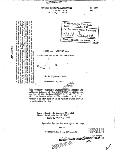 تشعشع - اقدامات حفاظتی برای پرسنل (جلد XX ، Ch III) [جداشدنی]