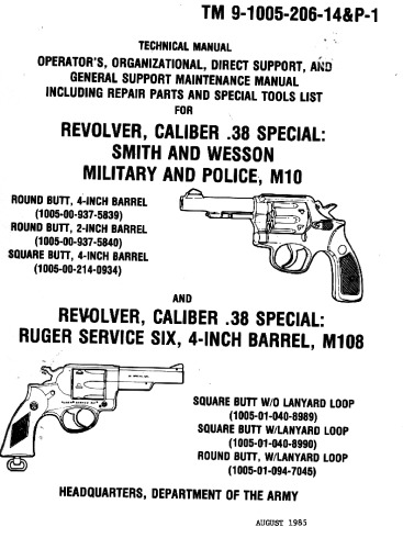 Revolver ، Cal .38 Spl ، اسمیت و وسون میل. و پلیس M10 [TM 9-1005-206-14 P-1]