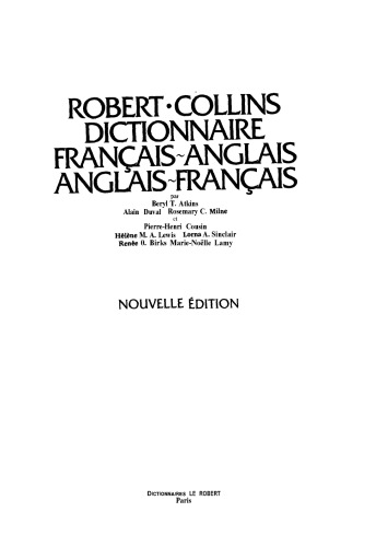 ﻿روبرت-کالینز فرانسوی-انگلیسی، دیکته انگلیسی-فرانسوی.