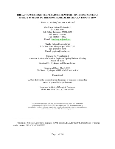 راکتور پیشرانه پیشرانه پیشرفته - Thermochem Hydrogen Prodn [مقاله کوتاه]