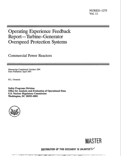 سیستمهای محافظت در برابر توربین ژنراتور - راکتورهای قدرت تجاری