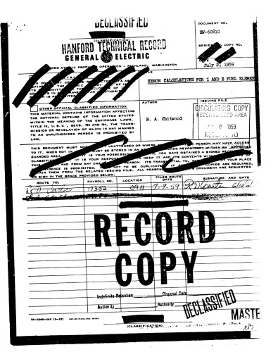 محاسبات زنون برای عناصر سوخت من و E [جداشدنی]