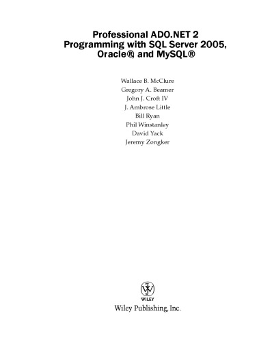 ADO.NET 2 Professional: برنامه نویسی با SQL Server 2005 ، Oracle و MySQL