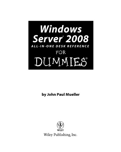 ﻿Windows Server 2008 for dummies