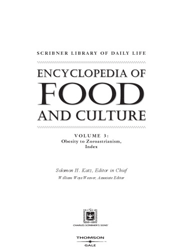 ﻿دایره المعارف غذا و فرهنگ. جلد 3: چاقی تا دین زرتشتی، نمایه