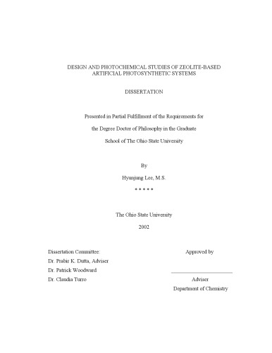 طراحی و مطالعات فتوشیمیایی سیستم های فتوسنتزی مصنوعی مبتنی بر زئولیت