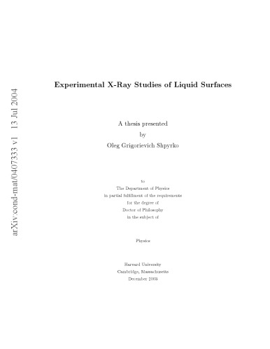 ﻿مطالعات تجربی اشعه ایکس سطوح مایع