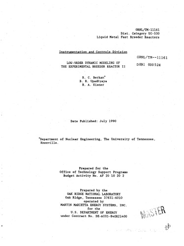مدل پویایی کم سفارش از راکتور II تولیدکننده تجربی