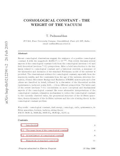 ﻿ثابت کیهانی - وزن خلاء