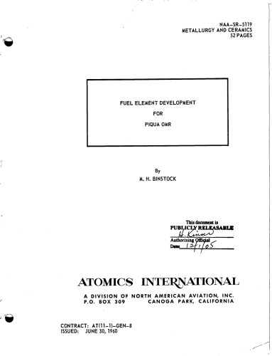 توسعه عناصر سوخت برای Piqua OMR