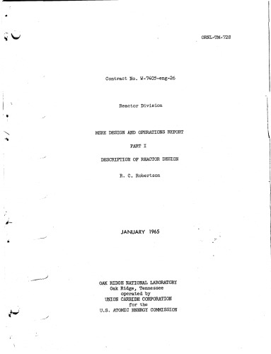 ﻿گزارش طراحی و عملیات MSRE. بخش اول. شرح طراحی راکتور