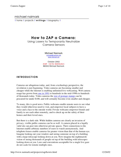 ﻿چگونه دوربین را با استفاده از لیزر خنثی کنیم تا سنسورهای دوربین را به طور موقت خنثی کنیم