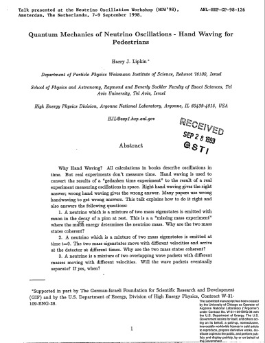 ﻿مکانیک کوانتومی نوسانات نوترینو - تکان دادن دست برای عابران پیاده
