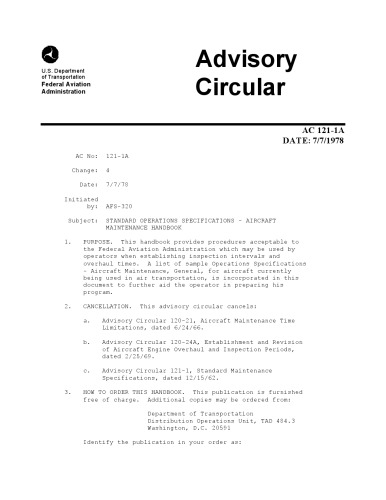 ﻿مشخصات عملیات استاندارد: راهنمای تعمیر و نگهداری هواپیما