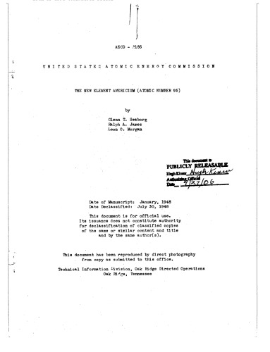 ﻿عنصر جدید آمریکیوم (عدد اتمی 95)
