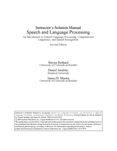 راهنمای راه حل مربی برای گفتار و پردازش زبان 2ed.