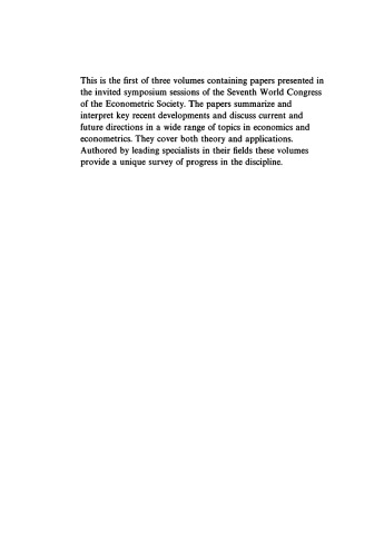 ﻿پیشرفت در اقتصاد و اقتصاد سنجی: نظریه و کاربردها: هفتمین کنگره جهانی