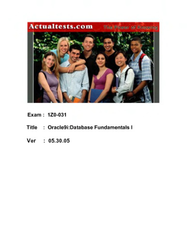 ﻿ACTUALTESTS Oracle 1Z0-031 Exam Q and A 05 30 05