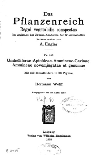 Pflanzenreich wolf umbelliferae