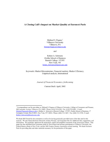 ﻿تاثیر یک تماس پایانی بر کیفیت بازار در یورونکست پاریس