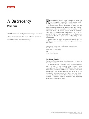 ﻿The Mathematical Intelligencer جلد 35 شماره 1 مارس 2013