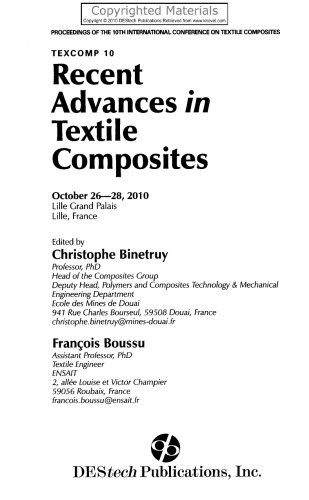 پیشرفت های اخیر در ترکیبات نساجی: مجموعه مقالات دهمین کنفرانس بین المللی کامپوزیت های نساجی