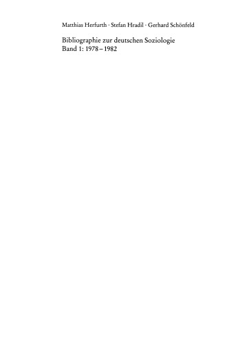 ﻿کتابشناسی در مورد جامعه شناسی آلمان: جلد 1: 1978–1982