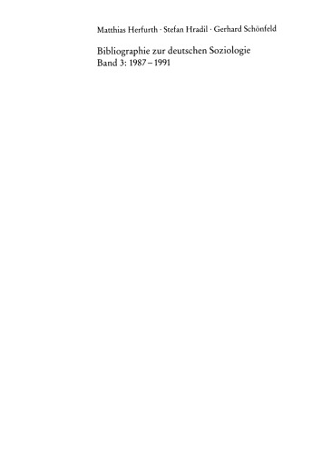 کتابشناسی در جامعه شناسی آلمانی: دوره 3: 1987 - 1991