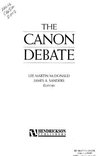 ﻿Canon Debate, The