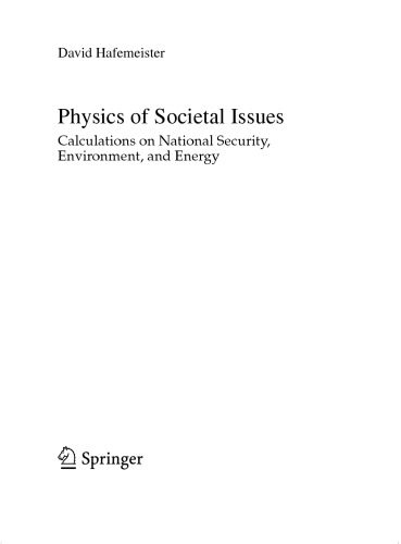 ﻿فیزیک مسائل اجتماعی: محاسبات امنیت ملی، محیط زیست و انرژی
