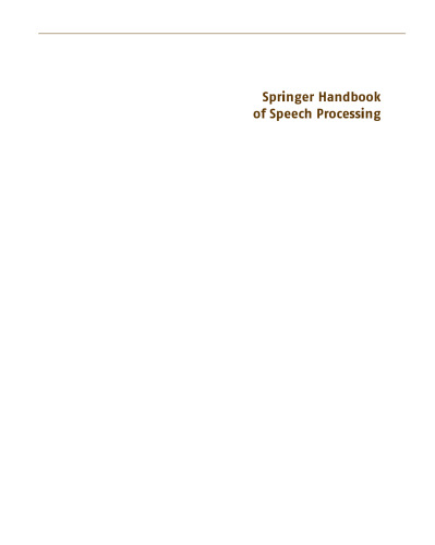 ﻿Springer Handbook of Speech Processing