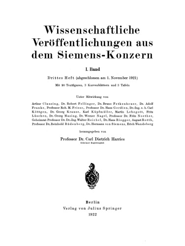 نشریات علمی گروه زیمنس: جلد I.