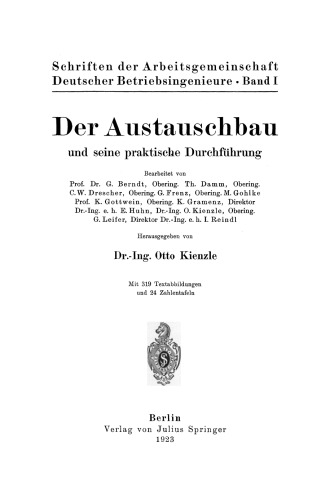 مقاله های Arbeitsgemeinschaft Deutsches Betriebsingenieure: جلد اول ساختمان مبادله و اجرای عملی آن