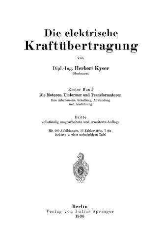﻿انتقال توان الکتریکی: جلد اول: موتورها، مبدل‌ها و ترانسفورماتورها، نحوه عملکرد، مدار، کاربرد و طراحی آنها