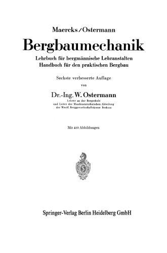 مکانیک معدن: کتاب درسی برای مدارس معدن دفترچه راهنمای معدنکاری عملی