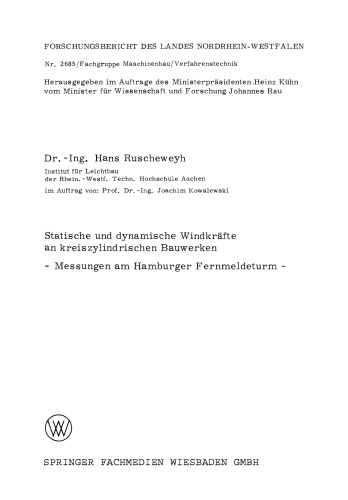 ﻿نیروهای باد استاتیک و دینامیکی بر سازه‌های استوانه‌ای مدور: اندازه‌گیری‌ها در برج مخابراتی هامبورگ