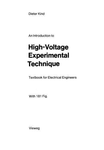 مقدمه ای بر تکنیک Experimental High Voltage: کتاب درسی برای مهندسان برق