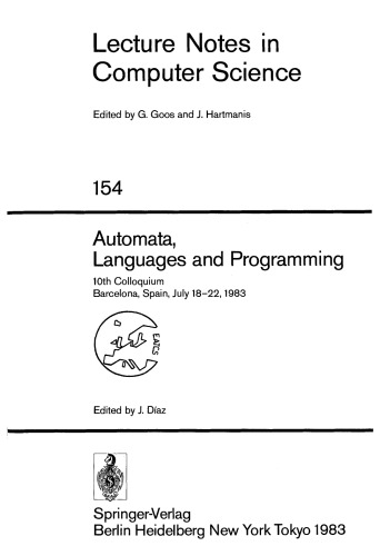 ﻿اتومات، زبان ها و برنامه نویسی: دهمین کنفرانس بارسلونا، اسپانیا، 18 تا 22 ژوئیه، 1983
