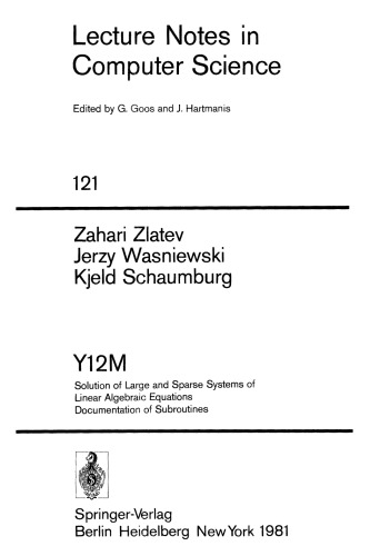 Y12M: راه حل سیستم های بزرگ و پراکنده اسناد معادلات جبری خطی Subroutines