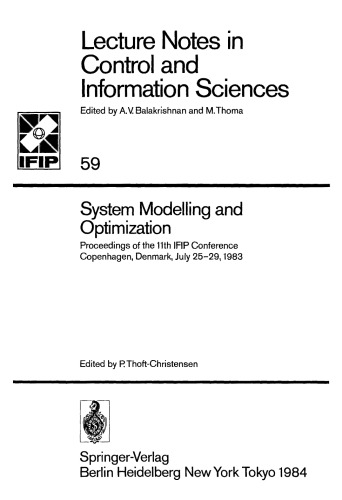 ﻿مدل سازی و بهینه سازی سیستم: مجموعه مقالات یازدهمین کنفرانس IFIP کپنهاگ، دانمارک، 25 تا 29 ژوئیه، 1983