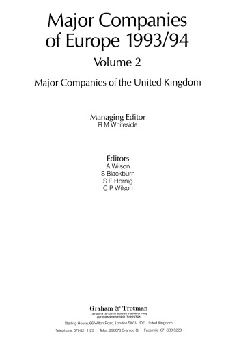 ﻿شرکتهای بزرگ اروپا 1993/94: جلد 2 شرکتهای بزرگ انگلستان